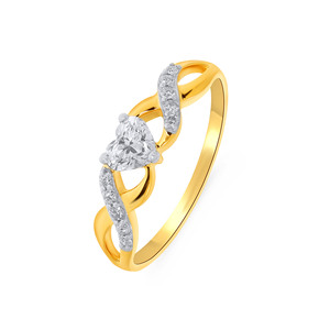 Bague en diamant romantique Convergence, or jaune 18 carats de qualité supérieure, diamant en forme de cœur, bague infini pour femmes, bijoux fins en gros - Product Image 1