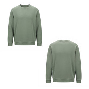 Suéter de Punto para Hombre, Cuello Redondo, Color Verde Oliva, Corte Regular, Color Sólido, Ropa Casual de Invierno, 100% Algodón, 280 Gramos - Product Image 2