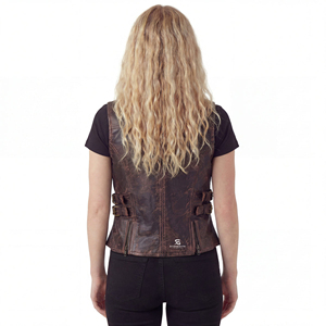 Women <b>Leather</b> <b>Biker</b> Waistcoat Slim Fit Vintage Motorcycle <b>Vest</b> Sleeveless Outerwear V Neck Pockets Casual Windproof Fashion - Product Image 2