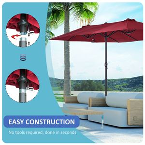 Ombrellone da Esterno Extra Large a Doppia Faccia da 4,5m con Manovella per Terrazzo, Giardino, Cortile, Piscina - Raggio 2,5m-3m per il Relax e il Vino - Product Image 4