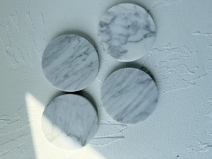 White Gray Round <b>Marble</b> <b>Coaster</b> Modern Design <b>Marble</b> <b>Coaster</b> Set Round Stone Mats 300 Mm Diameter Modern Design - Product Image 2