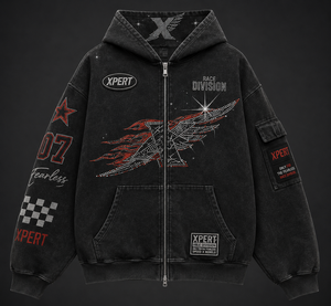 Sudadera Unisex XPERT con Capucha, Estilo Francés, Oversize, Streetwear, con Bordado de Pedrería, Anti-Pilling, Poliéster/Algodón, para Invierno - Product Image 1