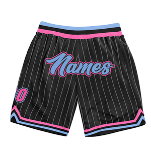 Shorts de basket-ball en mesh sublimé noir et rose pour hommes, tissu respirant, shorts de sport athlétiques, uniforme d'équipe, vêtements de match - Product Image 1