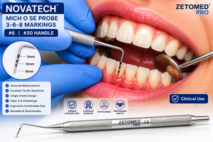 หัววัดโรคปริทันต์แบบปลายเดียว Novatech Mich O SE Probe 3-6-8 Markings # 6 # 30 สแตนเลสสตีลเซโทเมดโปร - Product Image 2