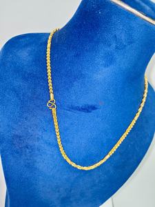 Collier fin unisexe en or jaune massif 22 carats, chaîne à maillons tubulaires et perles fantaisie, or véritable 916 marqué, bijoux raffinés - Product Image 3