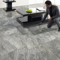 Carreaux de sol vitrifiés Kajaria Alecia Verde 2x2 en porcelaine marbrée 24x24 (60x60) pour le revêtement de sol du salon, catégorie de produits GVT/PGVT