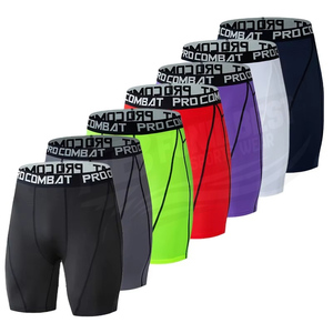 Men's Compression Sportswear Leggings for Running Yoga Training Gym Pants Sports <b>Shorts</b>-100% Cotton Knitted Mid Print Design - Product Image 2