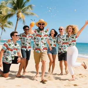 Chemise légère pour homme à manches courtes, imprimé tropical hawaïen, décontractée, boutonnée, colorée, pour l'été - Product Image 2