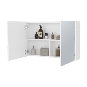 Armadietto bianco a 2 ante per medicinali con specchi inclusi per mensole da bagno - Product Image 5