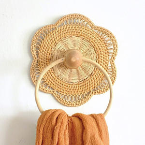 Décoration de salle de bain de style moderne, porte-serviettes en rotin, support de rangement de cuisine, porte-serviettes circulaire tissé à la main - Product Image 3