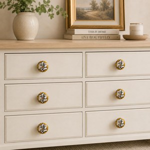 SHUBHAM Scalloped Floral <b>Ceramic</b> Cabinet <b>Knob</b> Decorative <b>Drawer</b> Pull Vintage Furniture Hardware for Home Decor - Product Image 3