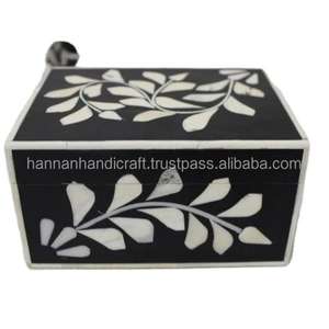 Juego de 2 Cajas de Joyería de Madera con Incrustaciones de Hueso, Diseño Novedoso, Hechas a Mano, Elegantes Cajas de Madera y Nácar para Tocador - Product Image 3