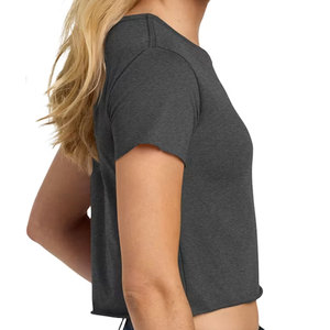 Premium Quality Women <b>Crop</b> T-Shirt Summer Short Sleeve Combed Cotton Soft Breathable Solid Blank Cropped T Shirt Wholesale - Product Image 2