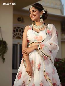 ชุดผ้าโปร่งบางสีสวยพร้อมลายดอกไม้ดิจิตอลและลูกไม้ Gota ทำงาน lehenga-choli และ dupatta - Product Image 5