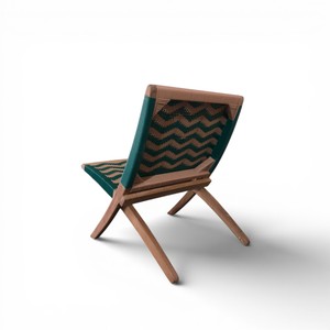 Fauteuil de salon moderne de style mid-century avec sangles tissées à la main, en teck massif, pliable, design, pour salon et terrasse - Product Image 4