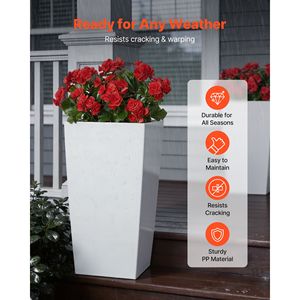 Juego de 2 Macetas Altas para Interiores y Exteriores, Macetas Modernas de Plástico Cónicas de 30 Pulgadas para Porche Delantero y Exhibición al Aire Libre - Product Image 2