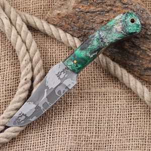 Cuchillo de caza OEM personalizado con hoja fija de acero 12C27 grabado al ácido, punta de gota, mango de resina de grado industrial - Product Image 3