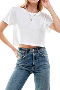 Summer Vacation Use Refined Luxury Styling Womens Cropped Velvet <b>Tshirt</b> Featuring Eco-Friendly Fashion Elements - Product Image 3
