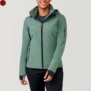 Veste softshell pour femme, doublée polaire, à capuche, zippée, manteau d'hiver pour l'extérieur, vêtement décontracté, veste polaire à capuche pour femme, manches longues, fermeture éclair - Product Image 1