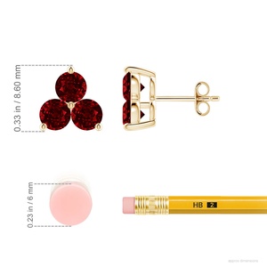 Pendientes de Oro Amarillo de 14K con Rubíes Naturales, Diseño de Trébol de Tres Piedras, Joyería Fina, Fabricante OEM ODM, Regalo para Mujer - Product Image 2