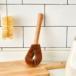 Coconut coir fiber <b>brush</b> with wooden handle high quality cleaning <b>brushes</b> for <b>scrubbing</b> pots & pans - Product Image 6