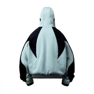Sweat-shirt à capuche tendance OEM personnalisé bicolore coupe classique pour homme en molleton épais 100 % coton, streetwear d'hiver - Product Image 2