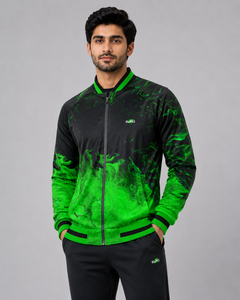 <b>Men</b> Sublimation Hooded Varsity <b>Jacket</b> High Quality Printed <b>Baseball</b> Coat Comfortable Fit Canvas Zipper Front Ribbed Quick Dry - Product Image 1