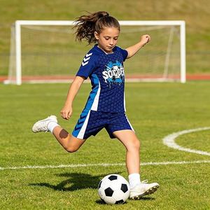 Wholesale Custom Children <b>Soccer</b> Football Uniform Uniforms for Kids Sublimated Print Blue - Product Image 3