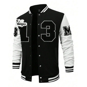Veste de baseball Varsity personnalisée OEM avec broderie en chenille, corps en laine et manches en cuir pour hommes - Product Image 2