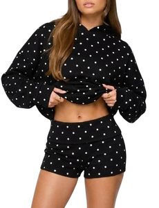 Ropa Deportiva para Mujer con Logotipo Personalizado, Conjunto de Sudadera Corta de Alta Calidad, Conjunto de Dos Piezas con Sudadera con Capucha y Pantalones Cortos para Mujer - Product Image 2