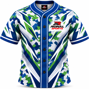 Maillot de baseball personnalisé à dégradé, chemises de baseball brodées sur mesure, style professionnel, coupe extensible, uniformes sportifs - Product Image 1