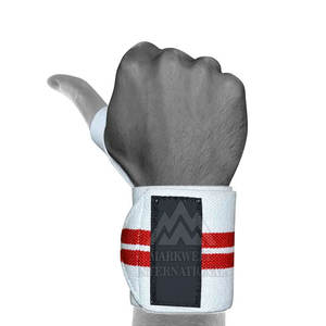 สายรัดข้อมือยกน้ำหนักแบบกำหนดเองยอดนิยม สายรัดข้อมือผ้าฝ้ายแบบกำหนดเองสำหรับยกน้ำหนัก - Product Image 4