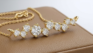 Collier de luxe pour femmes avec diamants cultivés en laboratoire, collier pendentif minimaliste avec grappe de diamants - Product Image 2