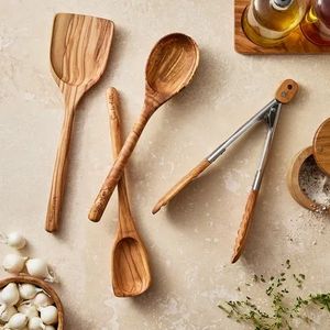 Elegant <b>Wood</b> Salad Spoon Fork Serving Set 4-Piece Eco-Friendly Dishwasher Safe Kitchen Utensils - Product Image 4