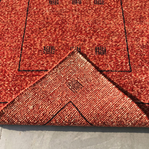 Alfombra de Lana Roja Contemporánea de Primera Calidad, Anudada a Mano, con Diseño Geométrico Minimalista en el Borde, Alfombra Decorativa para Sala de Estar - Product Image 6