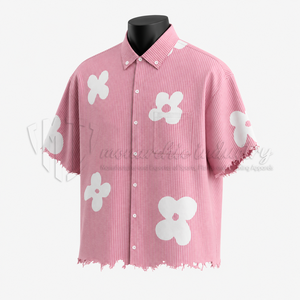 Camisa Casual Rosa Oversize Personalizada para Hombre, 100% Algodón Orgánico Ecológico, OEM ODM, Ropa de Marca Privada - Product Image 4