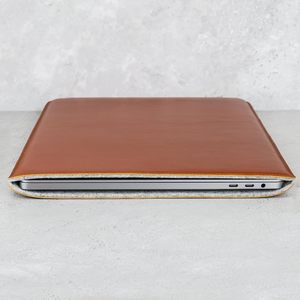 High Quality Tan Genuine Leather <b>Laptop</b> Bag Soft Wool Lining Custom Pads <b>Cover</b> OEM Office Travel Book Sleeve Wholesale Computer - Product Image 3