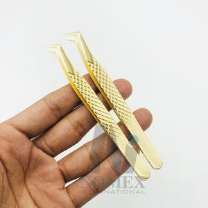 Juego de pinzas de extensión de pestañas chapadas en oro Diamond Grip Accesorios de pestañas de acero inoxidable sostenibles a precios mayoristas - Product Image 6