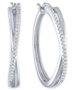 Orecchini a cerchio con Crossover di diamanti (1/4 ct. T. w.) in argento Sterling | Macacy's - Product Image 1
