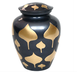 Urna Funeraria de Metal Grabada con Esmalte Amarillo para Cenizas de Adultos, Estilo Americano/Europeo - Product Image 2