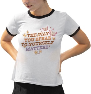 Camiseta Blanca Casual de Punto para Mujer con Frase Motivacional - Product Image 1
