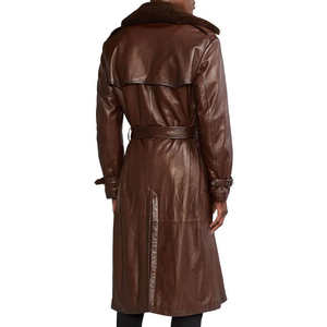 Manteau en cuir pour homme, style trench long, hiver 2026, haute qualité, sur mesure, coupe ajustée, style décontracté, vente en gros abordable - Product Image 4
