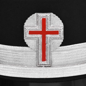 Gorra de Caballero Templario de Lujo con Diseño Metálico Plateado, Sombrero Ceremonial Negro Premium para Caballero - Product Image 4