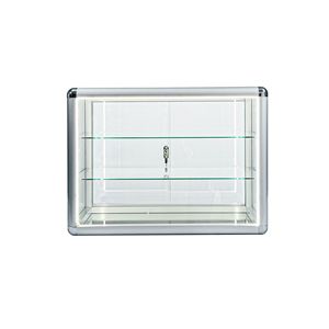 Vetrina Espositiva Standard con Telaio in Alluminio, Porta Scorrevole in Vetro con Serratura e Piano in Vetro Temperato per Esposizione e Collezioni di Porcellana - Product Image 2