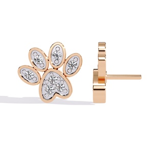 Superbes boucles d'oreilles clous rondes en or massif 14 carats, bijoux de mode pour femmes avec diamants de laboratoire et pierres latérales rondes - Product Image 6