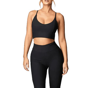 Women's Ribbed Seamless Sports Bra Medium <b>Support</b> Yoga Fitness Workout Activewear <b>Crop</b> <b>Top</b> New Arrival Sports Bra - Product Image 4