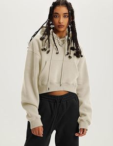 Custom <b>Cropped</b> Hoodie Women Cotton Streetwear OEM Logo Pullover Crop Hoodie Factory Wholesale - Product Image 4
