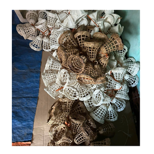 Ornements de Noël en forme de cloche tissés naturellement, accessoires décoratifs suspendus de style rotin pour les décorations de fêtes - Product Image 3