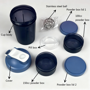 Bouteille shaker protéinée 450 ml en plastique, trois couches, anti-fuite, pour le fitness - Product Image 3