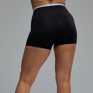 Shorts Deportivos de Cintura Alta Cruzados para Mujer, Pantalones de Yoga Negros, Transpirables, de Punto, con Spandex, Nailon y Cintura Elástica - Product Image 2